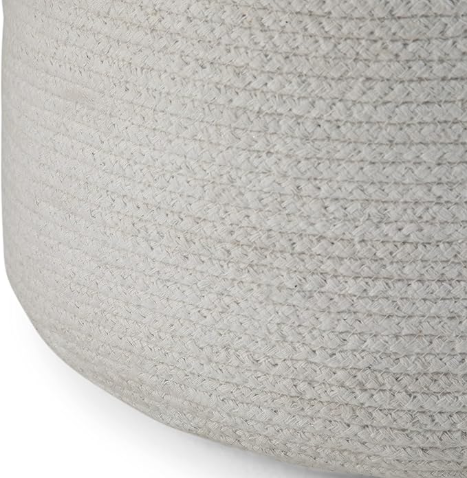 SIMPLIHOME Serena Round Braided Pouf - 18 inch Wide Upholstered Jute and Cotton Ottoman in Natural, Boho-Style Footstool or Extra Seating for Living Room with Polystyrene Bead Filling, Assembled