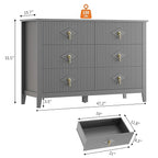 GarveeHome Fluted Dresser for Bedroom, 47.2 Inch Wide 6-Drawer Wood Dresser, Modern Chest of Drawers, Storage Organizer Cabinet for Living Room, Hallway, Entryway, Grey