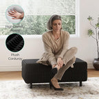 LINSY HOME Sectional Sleeper Sofa Storage Ottoman Bench, Convertible Coffee Table Plush Corduroy Couch Ottoman Footstool for Living Room, Bedroom Entryway and Family Room, Black