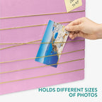 Navaris Fabric Memo Bulletin Board - 20" x 28" Velvet Memory Board for Wall to Display Photo Collages, Pictures, Notes - Includes 6 Push Pins - Lavender