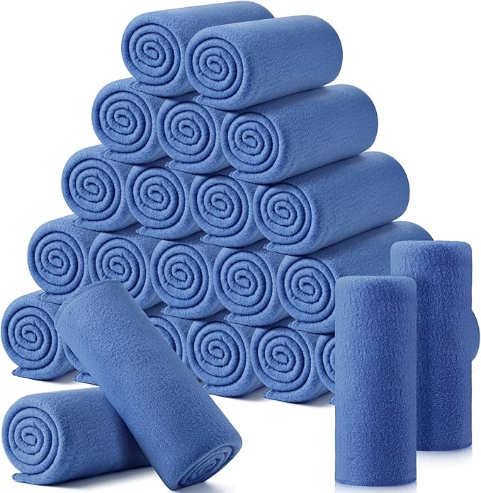 Shimeyao 24 Packs Fleece Throw Blanket Soft Warm Lightweight Fleece Blanket Cozy Throw Bulk for Home Bed Couch Sofa Office Wedding Gifts Suitable for Seasons, 50 x 60 Inches(Bright Blue)
