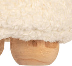 Bloomingville Round Sherpa Upholstered Pouf with Pine Wood Feet, Cream and Natural