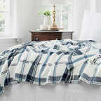 Blue and White Plaid Throw Blanket for Couch,50"X60" Super Soft Cozy Warm Home Decorative Throws with Tassels for Bed Sofa Picnic