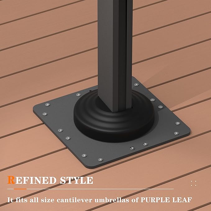 PURPLE LEAF Cantilever Umbrella Base Outdoor Umbrella Base, Steel Plate Base, 15.75"(L) X 15.75"(W) X 0.39''(THK)