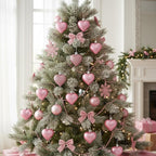 Skylety 30 Pieces Valentine's Day Heart Ornaments, Heart Shaped Decorations Tree Hanging Baubles for Valentine Wedding Anniversary, 3 Styles 2 Size (Pink)