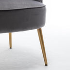 Trendy Velvet Accent Chair with Gold Metal Legs, Upholstered Armchair for Small to Mid-Size Spaces, Modern Living Room, Bedroom, Vanity Desk and Entryway, Grey
