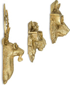 Luxicoze Gold 3pcs Animal Heads Wall Decor - Victorian-Style Lion Head, Bear Head, and Deer Head Wall Mount Decor, Adorned with Spectacles, Resin Home Decor Sculptures for Artistic Living Rooms, Animal Statue.