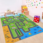 Kids Car Playmat, Kids Rug for Playroom Car Mat Town City Road Traffic Rugs, Play Mat for Floor, Extra Large Boys Kid Car Track Play Rug (Style ONE, 59X 39.4 INCH)
