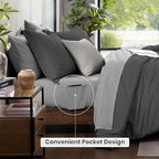 Monbix Full Size Comforter Set, Dark Grey Bedding Comforter for Full Size Bed Set Reversible, Bedding Sets Full 7 Pieces, Cationic Dyeing Bed in a Bag with Comforter, Sheets, Pillowcases & Shams