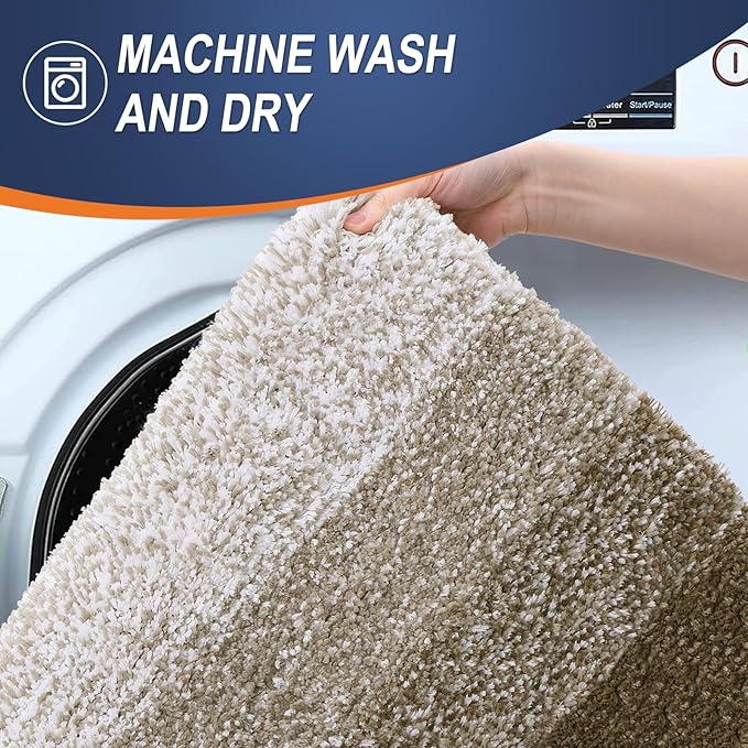 OLANLY Bathroom Rug Set 2 Piece, Soft Absorbent Microfiber Bath Mats and U-Shaped Contour Toilet Rug, Non-Slip, Machine Wash Dry, Plush Shaggy Bath Mats for Bathroom (30"x20"+24"x20", Coffe)