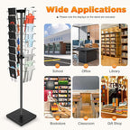 36 Pockets-360° Rotating Magazine Rack, Detachable Floor Standing Comic Books Brochure Display Stands, Pamphlet Literature Spinner Racks for Retail Store, Bookstore, Home