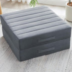 2 Pcs High Density Foam Floor Pillow - Upgraded Large Pillows Seating for Adults - Outdoor Floor Cushion with Soft Tufted Cover - Yoga Pillows for Sitting On Floor - 22 Inch Grey