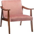 Accent Chair with Velvet Upholstery and Solid Wood Frame, Classic Mid-Century Modern Living Room Furniture for Extra Seating, Rose