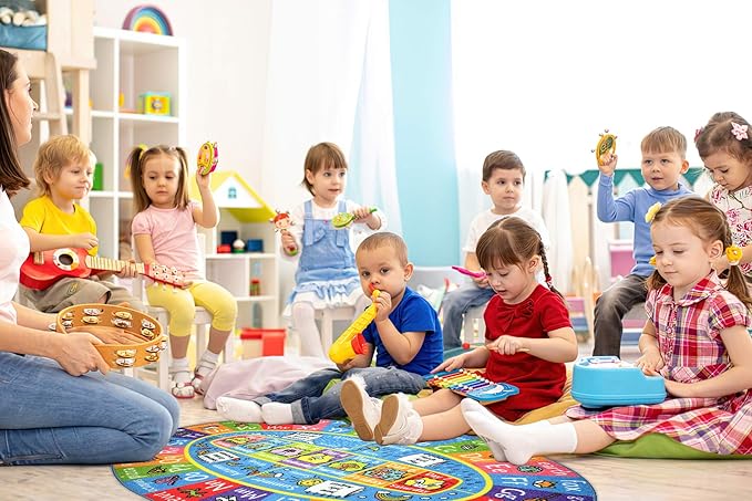 KC Cubs Educational Kids Rug – ABC Alphabet, Seasons, Months & Days Learning Mat – Soft Interactive Carpet for Classroom, Playroom & Bedroom 3x5 Oval