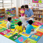 ABC Carpet, Kids Rugs for Playroom, Educational Play Mat for Kids, Preschool Rugs with ABC, Numbers, Animals Learning Carpet for Bedroom Playroom Classroom Baby Children (Yellow, 118X78.7 INCH)