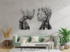 VAILLA Wood Wall Art Decor Wall Hanging Sculpture Modern Home Decoration 3 Panels Nature Wall Hangings Large Wooden Wall Arr 3D Textured Sculptures for Living Room Bedroom Office Dinnig Room (Faces 2)