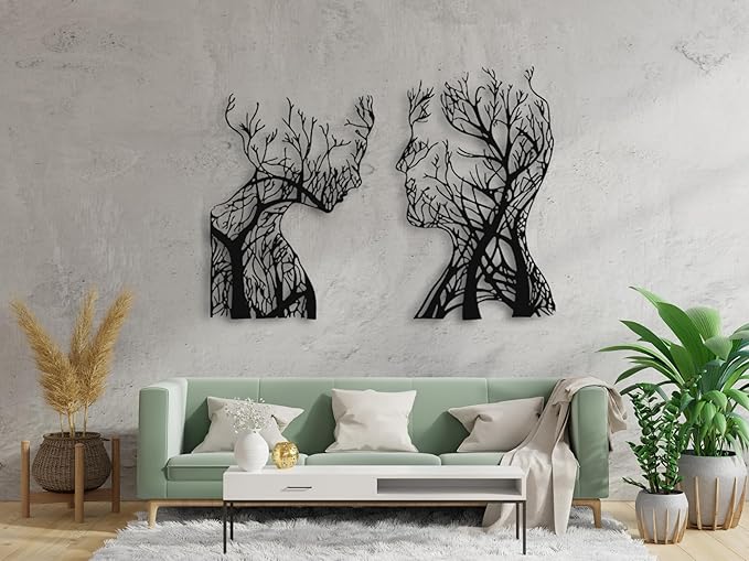 VAILLA Wood Wall Art Decor Wall Hanging Sculpture Modern Home Decoration 3 Panels Nature Wall Hangings Large Wooden Wall Arr 3D Textured Sculptures for Living Room Bedroom Office Dinnig Room (Faces 2)