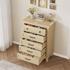 GarveeHome 5 Dresser for Bedroom, 41.3 in Tall Vertical Drawer Dresser with Large Storage, Freestanding Wooden Closet Chest for Bedroom, Living Room, Natural Oak