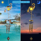 JOBOSI Flamingo Wind Chimes, Solar Gifts, Flamingo Room Garden Patio Decor with S Hook Flamingo Decor Gift Gifts for mom Women Grandma Friends Mother