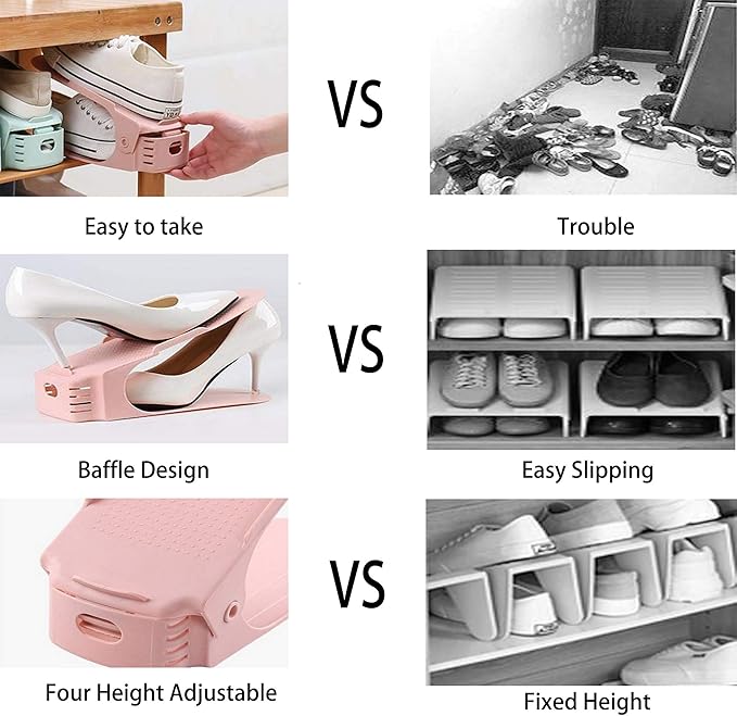 Shoe Slots Organizer 36 Pack, Space Saver, Stakers for a Pair, Adjustable Double Layer Stack Rack, Spacing-saving Storage Holder for Closet Organization