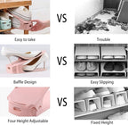 Shoe Slots Organizer 12 Pack,Adjustable Shoe Stacker Space Saver, Double Deck Shoe Rack Holder Shoe Stack for Closet Organization,organizadores de zapatos,White (12, White)