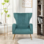 Modern Velvet Accent Chair, Channel Tufted Bedroom, Office or Living Room Furniture with Elegant Metal Legs, 26" Wide Armchair, Teal