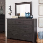 Signature Design by Ashley Brinxton Urban Smooth-Gliding 7-Drawer Dresser and Mirror with Safety Stop, Gray