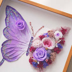 ADDWel Preserved Rose Butterfly Shadow Box - Romantic Valentine's Day Gifts for Mom Wife Girlfriend, 12x12 Handmade Forever Flower Wall Art, Unique Anniversary Birthday Purple Gifts
