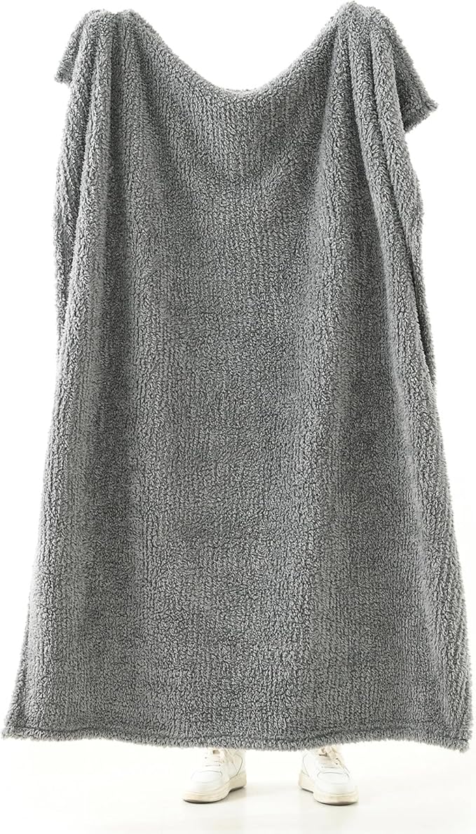 HORIMOTE HOME Ultra Soft Cozy Sherpa Throw Blanket, Grey Pattern Reversible, Light Weight Warm Decorative Boho Style Throw Blanket Cover for Sofa, Couch, Bedroom,Travel, Outdoor,60”x80”