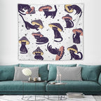 VUMIVI Funny Cat Mushroom Tapestry Retro 70s Hippie Style Cute Black Kitten Star Aesthetic Art Print Tapestry Wall Hanging for Living Room Bedroom Dorm Classroom Aesthetic Decor W60xL50in