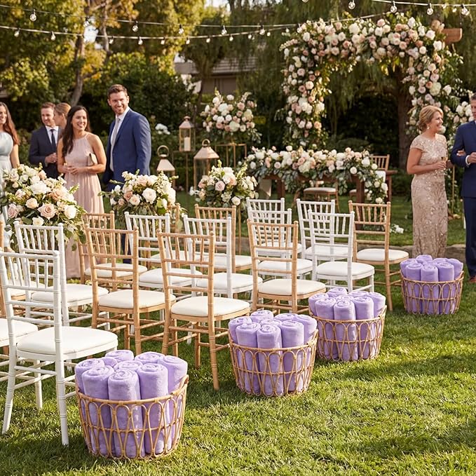 Tinideya 12 Pcs Flannel Fleece Throw Blanket Bulk 50 x 60 Inch Soft Fleece Blanket Warm Throw Blankets Coral Blankets for Couch Sofa Home Wedding Gifts Season (Lilac Color)
