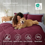 Bedsure Queen Comforter Set - 7 Pieces Reversible Burgundy Bedding, Queen Size Bed Set for All Seasons, Bed in a Bag with Down Alternative Comforter, Sheets, Pillowcases & Shams