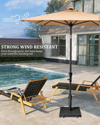 42lbs Patio Umbrella Base with Wheels - Heavy Duty Outdoor Patio Market Umbrella Stand for Deck with Rollers, Poolside, Balcony, Wind-Resistant Design, Black