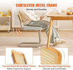 VEVOR Rattan Dining Chairs Set of 4, Mid Century Modern Dining Chair, Upholstered Velvet Accent Chair with Rattan Back, Retro Dining Room Kitchen Chair for Living Room, Bedroom(18.1 Inch)