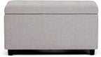 SIMPLIHOME Cosmopolitan Storage Ottoman - 34 inch Wide Upholstered Linen Look Fabric Rectangle Storage Ottoman Bench in Cloud Grey, Transitional Tufted Ottoman for Living Room with Lift-Up Lid