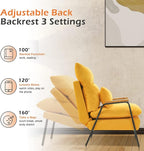 MCombo Accent Recliner Chair with Ottoman, Modern Linen Fabric Armchair, Upholstered Sofa Bed for Living Room Bedroom, Small Space 4055 (Yellow)