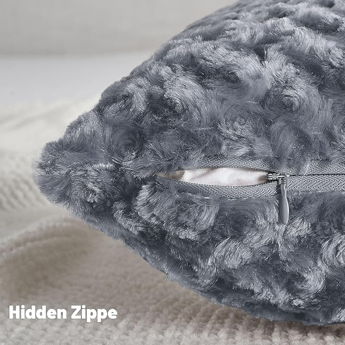 FUTEI Grey Decorative Throw Pillow Covers 20x20 Inch Set of 2,Soft Solid Rose Swirl Textured Cushion Case,Valentine's Day Decor for Couch Living Room