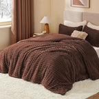 BEDELITE Fleece Twin Comforter Set -Super Soft & Warm Fluffy Hot Chotolate Bedding, Luxury Fuzzy Heavy Bed Set for Winter with 1 Pillow case