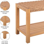 Alaterre Furniture Newport 40 Inch Solid Wood Entryway Bench - Modern Farmhouse Indoor Decorative Bench with Handcrafted Woven Rope Seat - Furniture for Entryway, Dining Room, or Kitchen (Light)