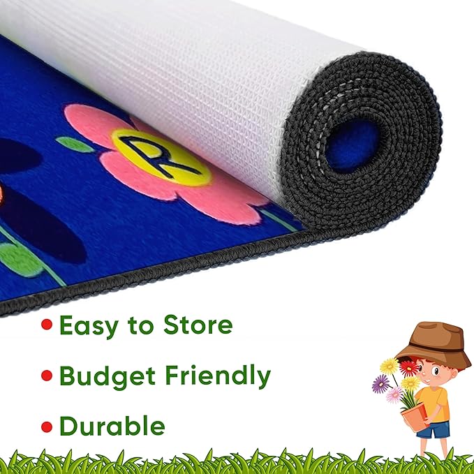 KIDCARPET.COM Alphabet Garden Rectangle Classroom Rug | Bordered Area Rug for Preschool Daycare Learning, 6' x 8'6"
