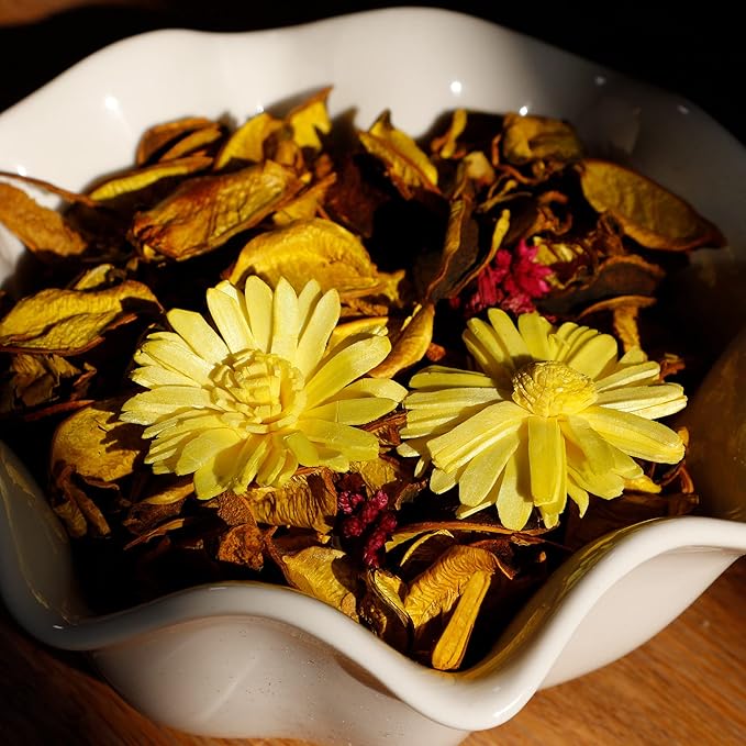 Spring Potpourri Bags,Lemon Scented Potpourri Bowl Filler,Yellow Decorative Dried Flowers, Home Fragrance Sachet of Petal, Bathroom Vase Decor -Mini