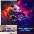 NYZE Blacklight Tapestry Panda Music Wall Tapestry Art Party Banner Colourful Poster Design Tapestries for Hip Hop College Dorm Room Bedroom Wall Decor 59in×51in