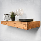 Urbandi Rustic Distressed Floating Shelves, Set of 2, Handmade Out of Pine Wood, 3 Inch Thick, Made in USA (Aged Oak, 36Lx3Hx6D)