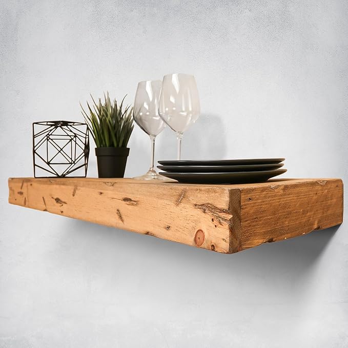 Urbandi Rustic Distressed Floating Shelves, Set of 2, Handmade Out of Pine Wood, 3 Inch Thick, Made in USA (Aged Oak, 36Lx3Hx8D)