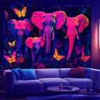 NYZE Elephant Tapestry for Bedroom, Glow in the Dark Room Decor Wall Tapestries, Cool Galaxy Planet Wall Hanging, Wall Hanging for Gamer Room Dorm Living Room 79in×59in