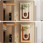 LED Sandstone Wall Decor, 3D Wall Art Sculpture, Simulated Green Plants, Glass Vase & Remote Control 3 Color Light for Living Room, Bedroom, Corridor(Light Coffee,41.4 * 23.6in)