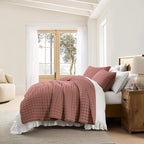WDCOZY California Oversized Cal King Size Quilt Bedding Sets with 2 Pillow Shams, Lightweight Soft Bedspread Coverlet Bed Cover for All Season, 3 Pieces, 116x106 inches, Rose Red