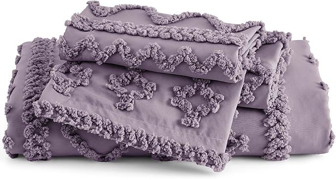 Bedsure Boho Duvet Cover Queen Size, Soft & Comfortable Elegant Design Boho Bedding for Decoration, Machine Washable Comforter Cover for All Seasons,Includes 1 Duvet Cover & 2 Pillow Shams,Purple