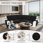 Reclining Sectional Couch Covers 100% Waterproof Velvet L Shape Recliner Couch Covers for Dogs Pets Washable Anti Slip Recliner Slipcovers with Pockets (5 Seat Sofa, Black)