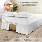 Utopia Bedding Queen Elastic Bed Ruffle - Easy Wrap Around Ruffle - Microfiber Bed Skirt with Adjustable Elastic Belt 16 Inch Tailored Drop - Hotel Quality Bedskirt, Fade Resistant (Queen, White)